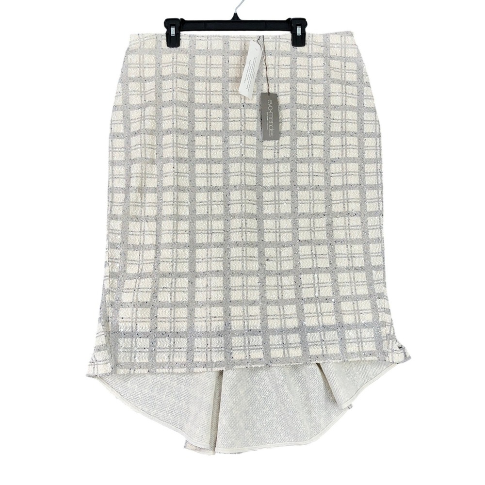 Eva Mendes Party Skirts Sequin High Low Plaid Metallic 18 Womens‎